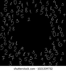 Numeral background. Scribbled handwritten numbers for card, poster, banner. Vector background with numbers in primitive style. Simple pattern for your design.