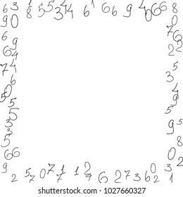 Numeral background. Scribbled handwritten numbers for card, poster, banner. Vector background with numbers in primitive style. Simple pattern for your design.