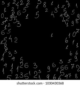 Numeral background. Scribbled handwritten numbers for card, poster, banner. Vector background with numbers in primitive style. Simple pattern for your design.