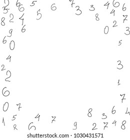 Numeral background. Scribbled handwritten numbers for card, poster, banner. Vector background with numbers in primitive style. Simple pattern for your design.
