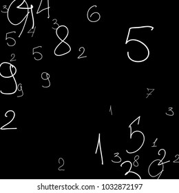 Numeral background. Scribbled handwritten numbers for card, poster, banner. Vector background with numbers in primitive style. Simple pattern for your design.