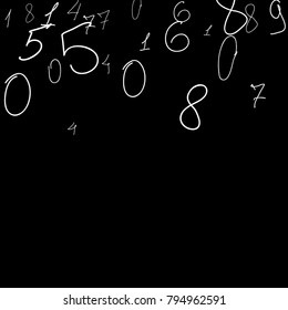 Numeral background. Scribbled handwritten numbers for card, poster, banner. Vector background with numbers in primitive style. Simple pattern for your design.