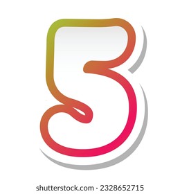 Numeral bright 5 five isolated on white background. Vector illustration