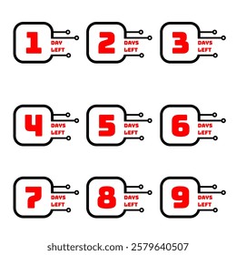 Numeral countdown circuit technology frame or border side lines modern with black red theme. Geometric frame cyberspace theme simple. Suitabe for print or digital usage vector illustration EPS10