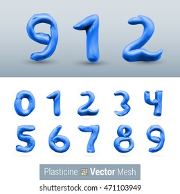 Numeral Dark Blue Color Isolated on Background Set