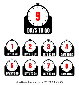 numeral days to go clip art. countdown event clip art. numeral countdown with black red theme with watch element
