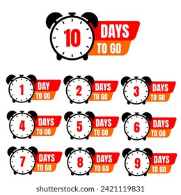 numeral days to go element clip art. countdown event clip art. numeral countdown with black orange red theme