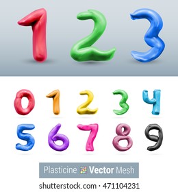 Numeral of Different Color Isolated on Background Set