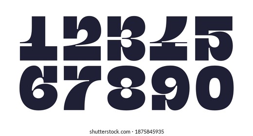 Numeral font. Font of number, numeral, modern fat style with contemporary geometric design. Trendy typographic for magazine cover, poster, banner. Vector Illustration