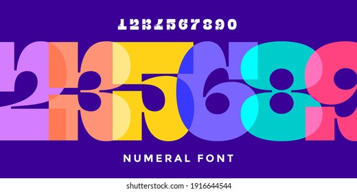 Numeral font. Font of number, numeral, modern fat style with contemporary geometric design. Trendy typographic for magazine cover, poster, banner. Vector Illustration