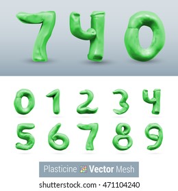 Numeral Green Color Isolated on Background Set