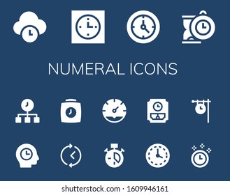 numeral icon set. 14 filled numeral icons.  Simple modern icons such as: Time, Clock, Wall clock