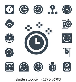 numeral icon set. 17 filled numeral icons. Included Clock, Time, Wall clock icons