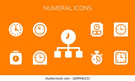 numeral icon set. 9 filled numeral icons. Included Time, Clock, Wall clock icons