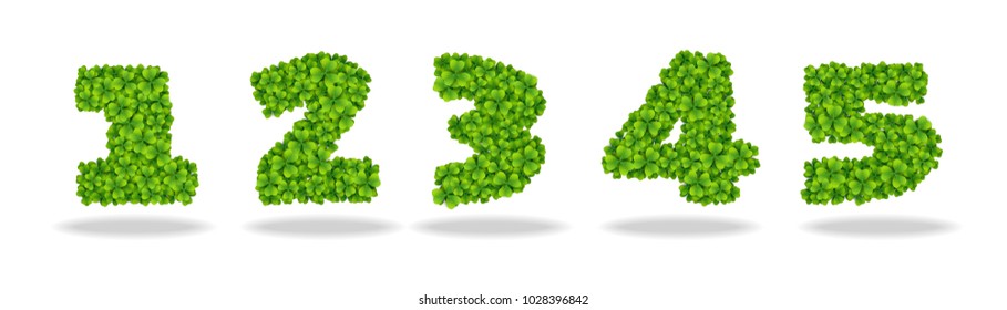 Numeral from the leaves of the clover. Numeral 1-5