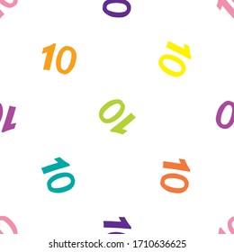 Numeral seamless background with ten. Abstract backdrop with numbers 10. School graphic vector seamless pattern.