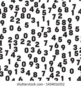 Numeral seamless pattern background. Black numbers mosaic. Vector wallpaper.