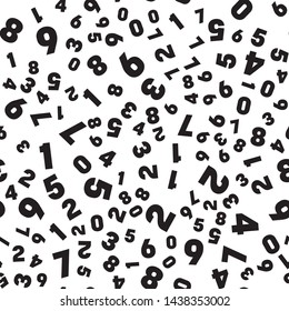 Numeral seamless pattern background. Black numbers mosaic. Vector wallpaper.