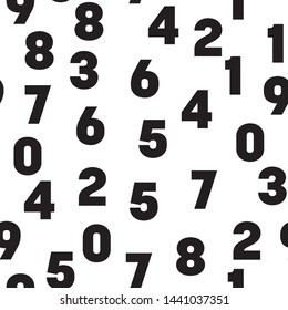 Numeral seamless pattern background. Black numbers mosaic. Vector wallpaper.