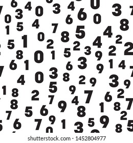Numeral seamless pattern background. Black numbers mosaic. Vector wallpaper.