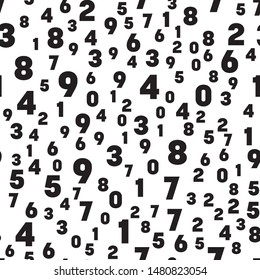 Numeral seamless pattern background. Black numbers mosaic. Vector wallpaper.