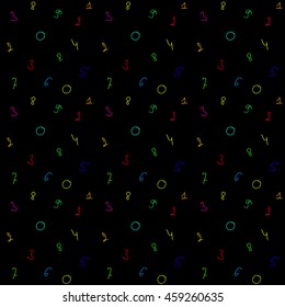 Numeral seamless pattern. Math vector background. Black