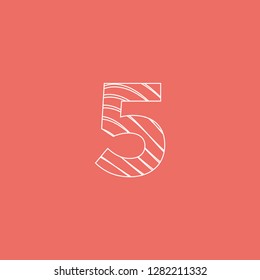 numeral symbol 5 five with texture on trend color 2019