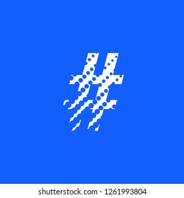numeral symbol with halftone dot effect in blue color