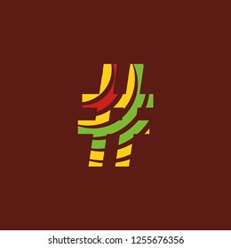numeral symbol on dark background with bright colors, African culture, safari decoration