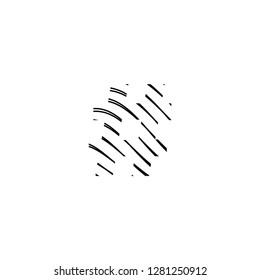 numeral symbol in the shape of a footprint and texture of curved lines