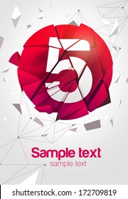 Numeral themed abstract poster. Five