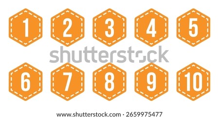 Numeral typographic flat icons set. Bullet point number icon set. Bold Round Number Labels 1 to 10 . Editable Vector Icons for Print, Web. 
