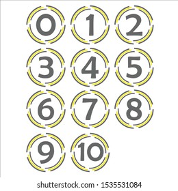Numeral Vector. Radial Alphabet Font 1 s/d 10