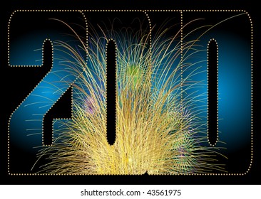 The numerals 2010 mask a fireworks display: Happy New Year!
