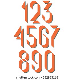 Numerals old style, set numbers retro poster or card, mockup design elements for vintage wedding invitation