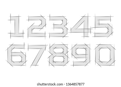  numerals set 1-10. Isolated vector objects on white background