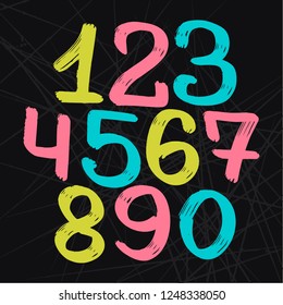 Numerals for your design, banners or invitations. Set of hand drawn numerals made in vector