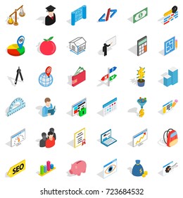 Numerator icons set. Isometric style of 36 numerator vector icons for web isolated on white background