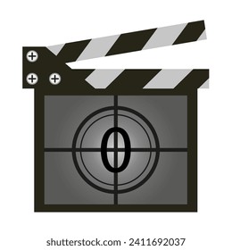 Numerator with number 0 line icon. Film, cinema, popcorn, theater, director, actor, screen, art, comedy, film. Vector icon for business and advertising
