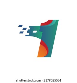 Numeric 1 logo design vector template illustration with technology