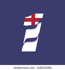 Numeric 1 logo design vector template illustration with flag of England