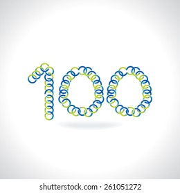 numeric 100 number created by blue green circles
