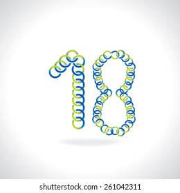 numeric 18 number created by blue green circles