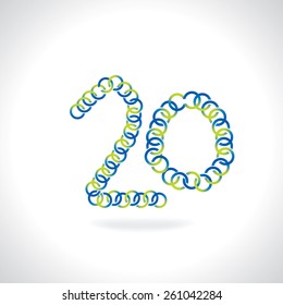 numeric 20 number created by blue green circles
