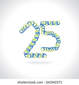 numeric 25 number created by blue green circles
