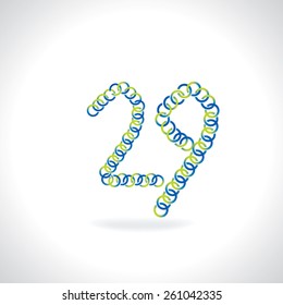 numeric 29 number created by blue green circles