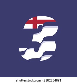 Numeric 3 logo design vector template illustration with flag of England