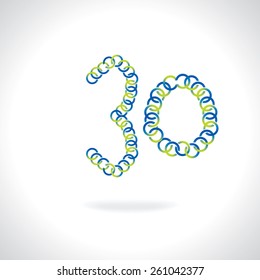 numeric 30 number created by blue green circles