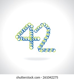 numeric 42 number created by blue green circles