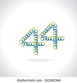 numeric 44 number created by blue green circles